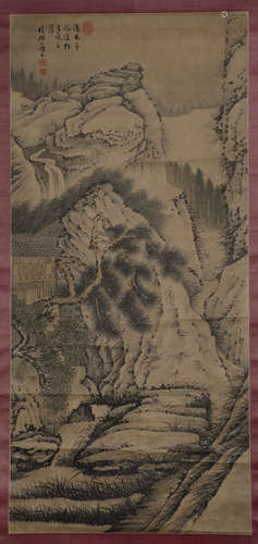 A standing shaft on shitao Mountain water paper from the Qin...