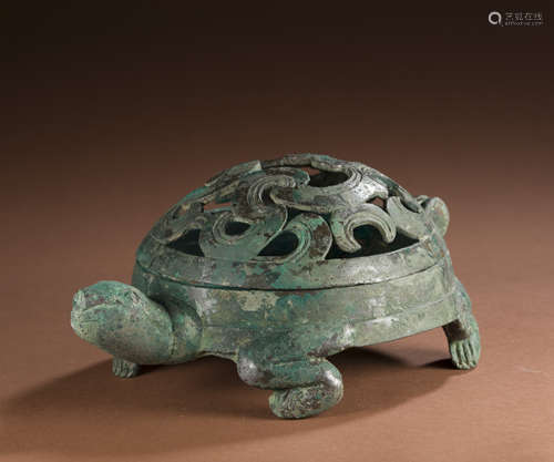 Ancient Chinese bronze turtle shaped incense burner