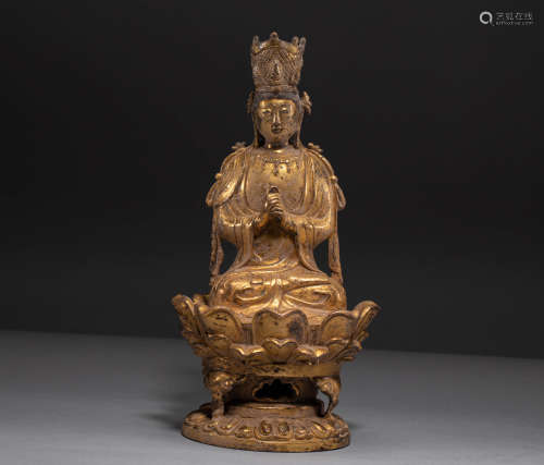 Liao Dynasty bronze gilt Bodhisattva statue