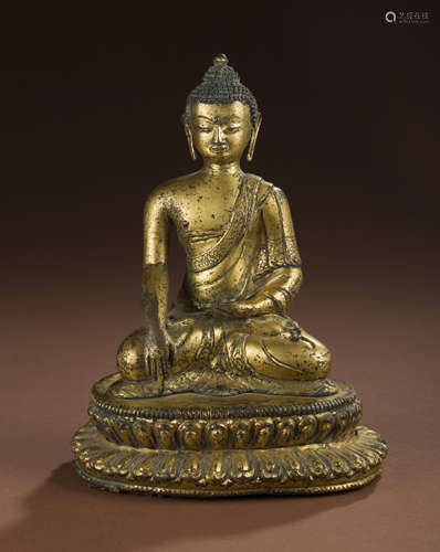 Qing Dynasty bronze gilt Buddha statue