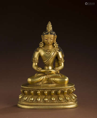 Qing Dynasty bronze gilt Buddha statue