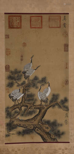 Fairy cranes on silk