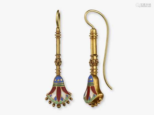 A pair of enamel earrings