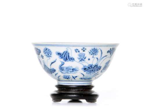 A Fine Chinese Blue and White 'Pond' Cup