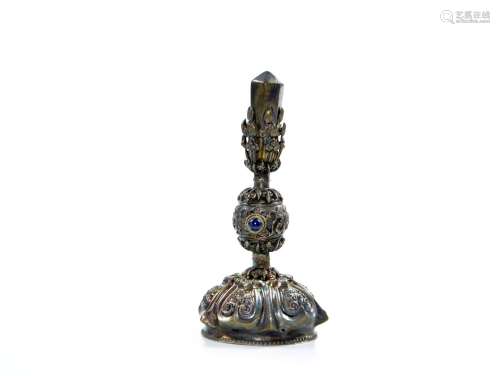 A Very Rare Chinese Silver Court Hat Finial