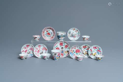 Lot 996: EIGHT CHINESE FAMILLE ROSE AND VERTE CUPS AND SAUCE...