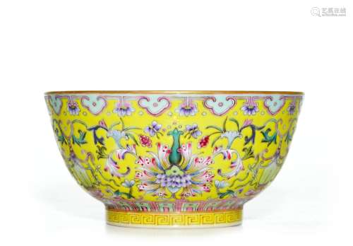 A Rare Chinese Yellow Enamel Porcelain Bowl