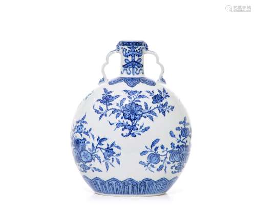 A Fine and Large Chinese Blue and White Moon Flask Vase