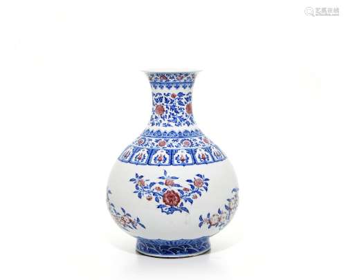 A Very Fine Chinese Blue and Red Porcelain Vase