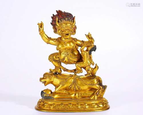 A Tibetan Bronze-gilt Figure of Yama Dharmaraja