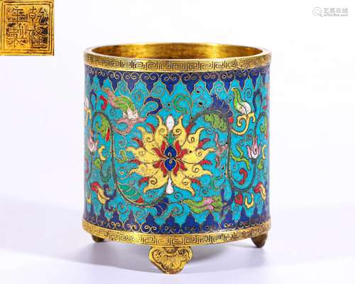 A Cloisonne Enamel Brushpot Qing Dyn.