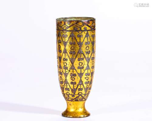 A Silver Inlaid and Partly Gilt Bronze Cup Han Dyn.