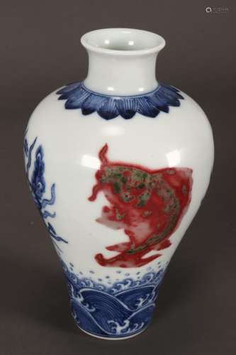 Magnificent Chinese Underglaze Blue and Peach