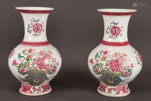 Pair of Chinese Export Porcelain Famille Rose