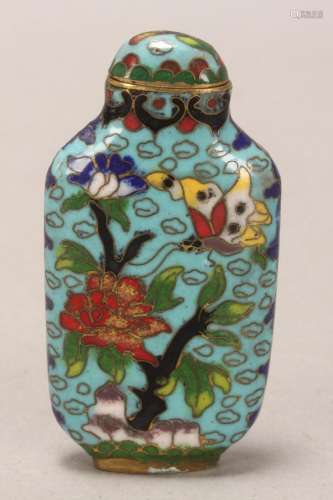 Good Chinese Cloisonne Snuff Bottle and Stopper,