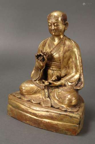 Good Sino-Tibetan Gilt Bronze Lama,