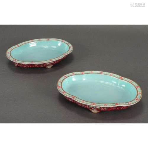 Stunning Pair of Chinese Shallow Footed Dishes,