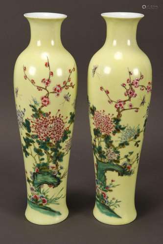 Beautiful Pair of Slender Chinese Porcelain Vases,