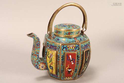 Chinese Cloisonne Teapot and Cover,