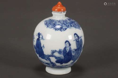 Chinese Blue and White Porcelain Snuff Bottle and