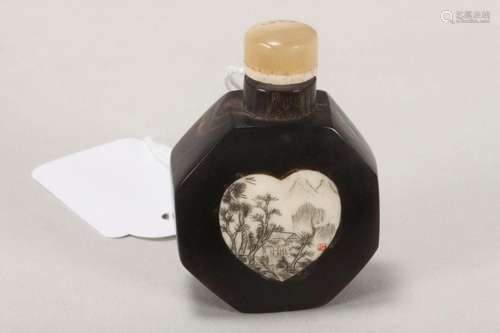 Chinese Bone and Horn Snuff Bottle and Stopper,