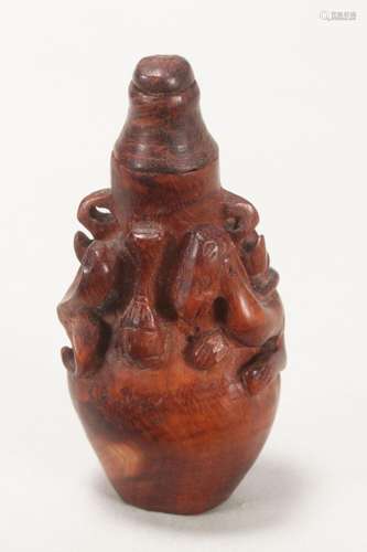 Chinese Carved Snuff Bottle and Stopper,