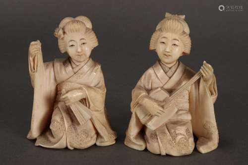 Two Japanese Carved Ivory Figures,