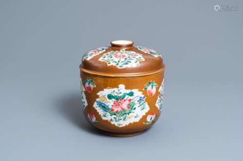 Lot 1043: A CHINESE FAMILLE ROSE CAPUCINE BROWN-GROUND BOWL ...