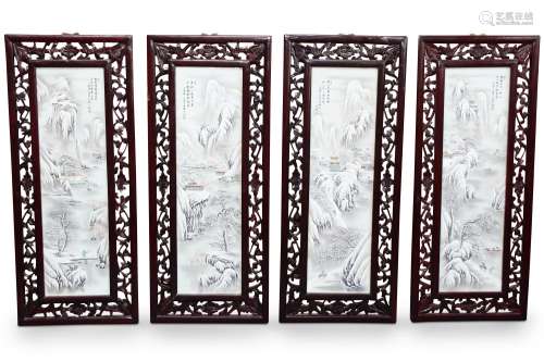 Good Set of Four Chinese Painted Porcelain Panels,