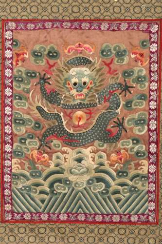 Chinese Late Qing Dynasty Embroidery Robe Panel,