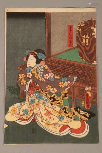 Original Japanese Woodblock by Toyokuni III,