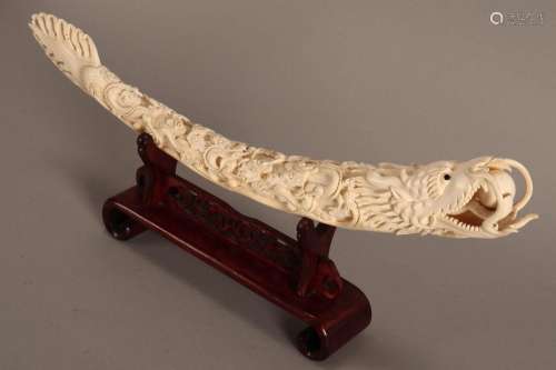 Chinese Carved Ivory Tusk,