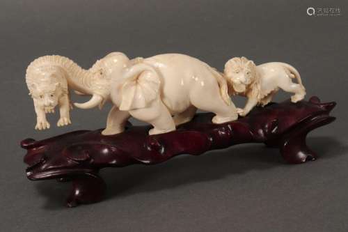 Japanese Ivory Figure Group,