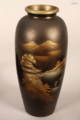 Japanese Mixed Metal Vase,