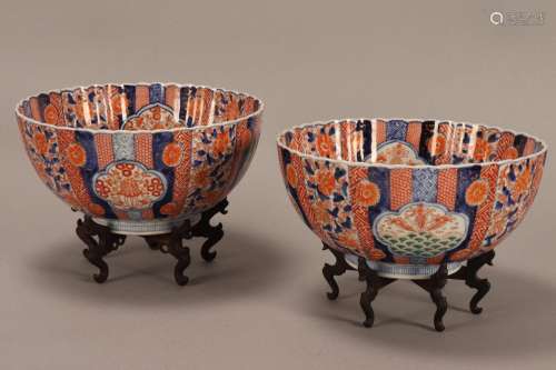 Pair of Japanese Imari Porcelain Bowls,