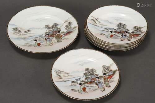 Five Satsuma Porcelain Plates,