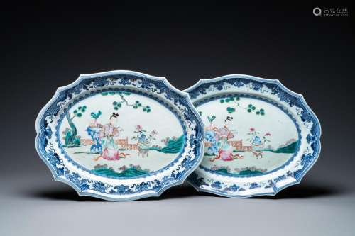 Lot 1050: A PAIR OF CHINESE OVAL FAMILLE ROSE DISHES WITH A ...