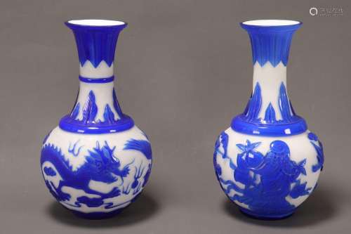 Pair of Chinese Cameo Glass Vases,