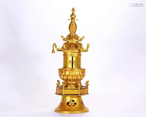 A Bronze-gilt Pagoda Shaped Niche Qing Dyn.