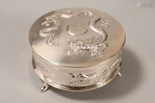 Chinese Silver Jewellery Box and Cover,