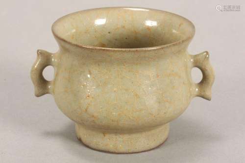 Chinese Celadon Twin Handled Censer,