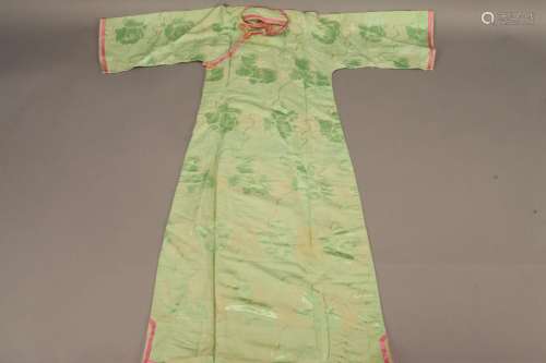 Chinese Ladies Pale Green Damask Silk Gown,