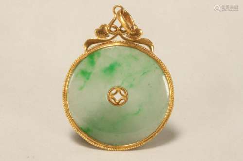Chinese 22ct Gold Jade Pendant,