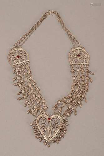 Indian Multi-Strand Silvered Necklace,