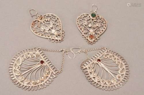 Two Pairs of Silver Filigree Earrings,