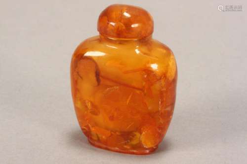 Chinese Amber Snuff Bottle and Stopper,