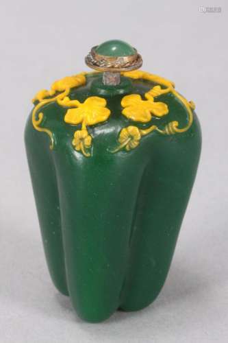 Unusual Chinese Glass Snuff bottle and Stopper,