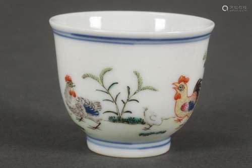 Small Chinese Porcelain Chicken Cup,