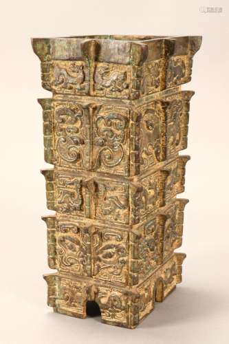 Good Chinese Bronze Archaic Style Vase,