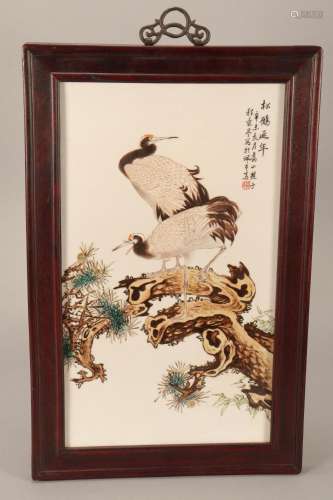 Framed Chinese Porcelain Panel,